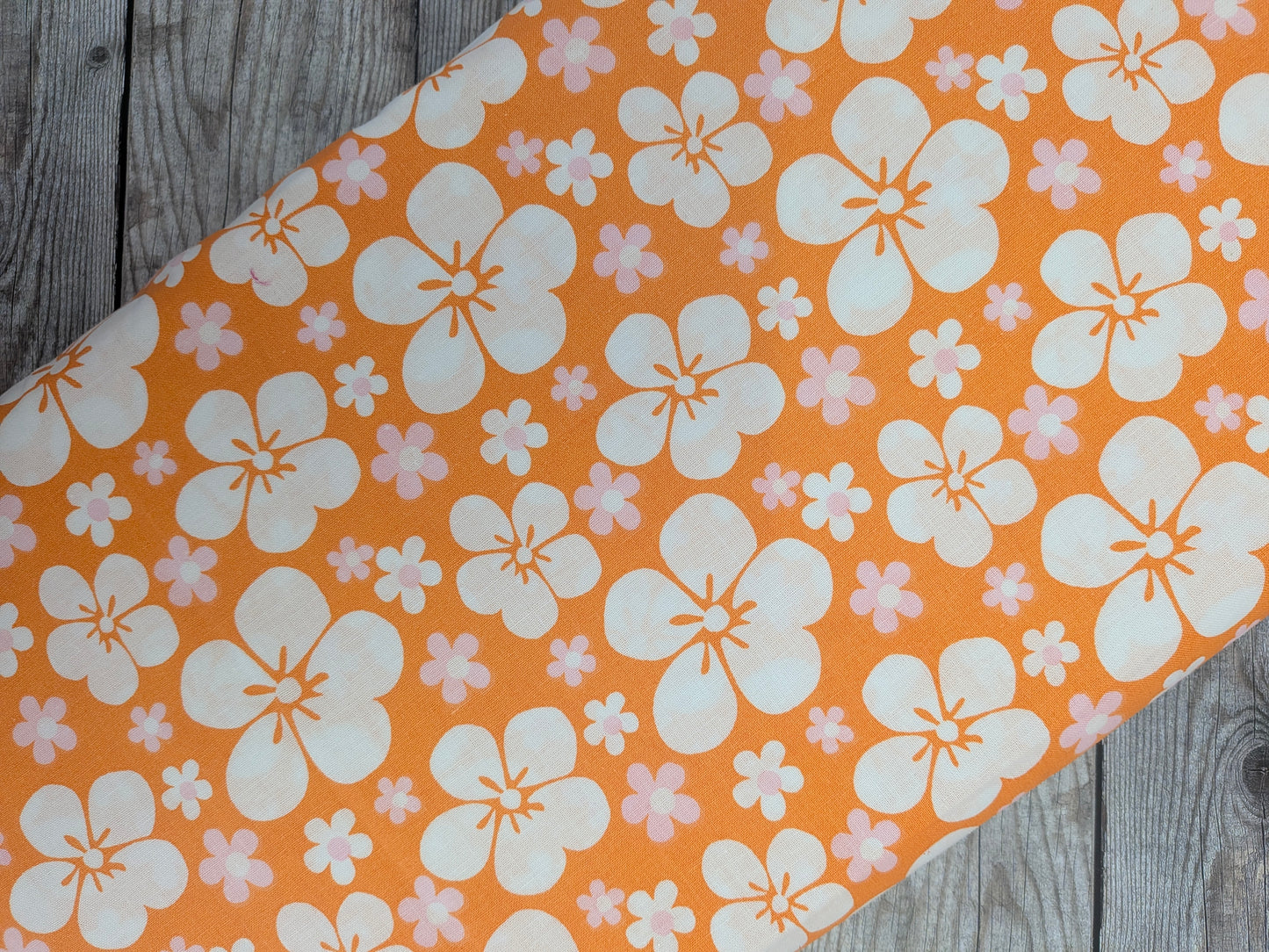 Hawaiian Floral on Orange Cotton