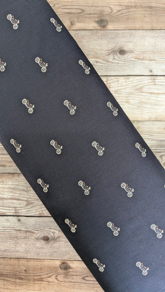 Motorcycles on Navy Cotton