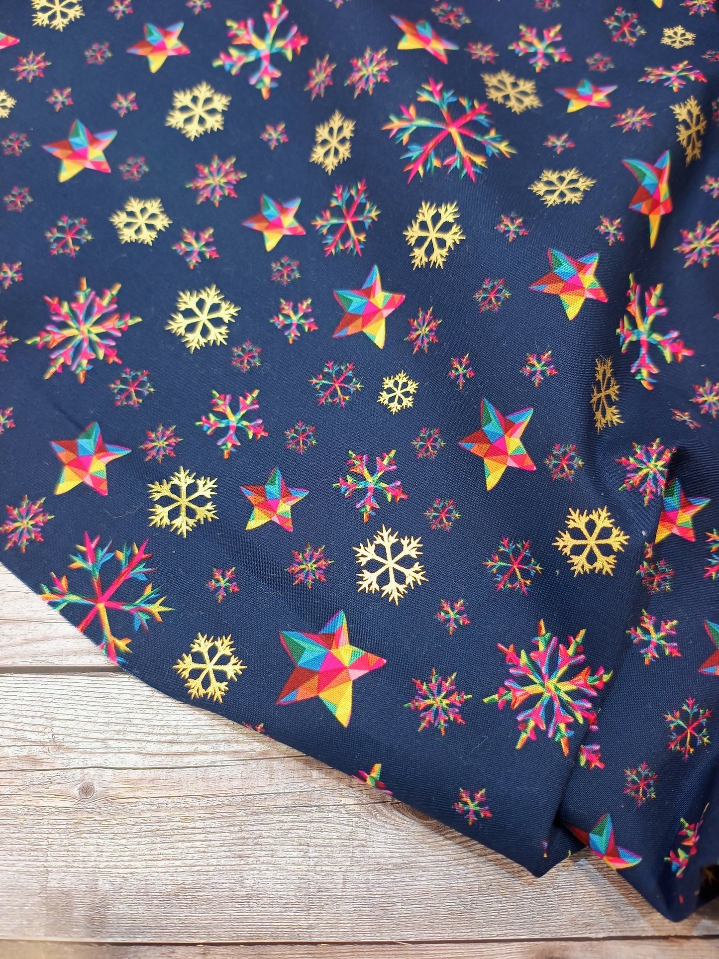 Rainbow Snowflake Metallic Cotton