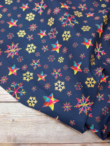 Rainbow Snowflake Metallic Cotton