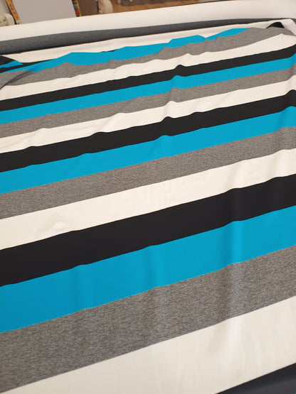 Aqua Melange stripe Cotton Jersey