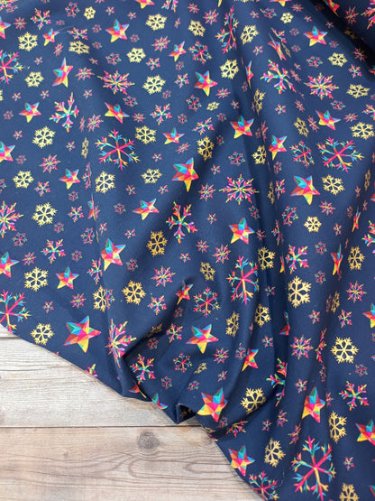 Rainbow Snowflake Metallic Cotton