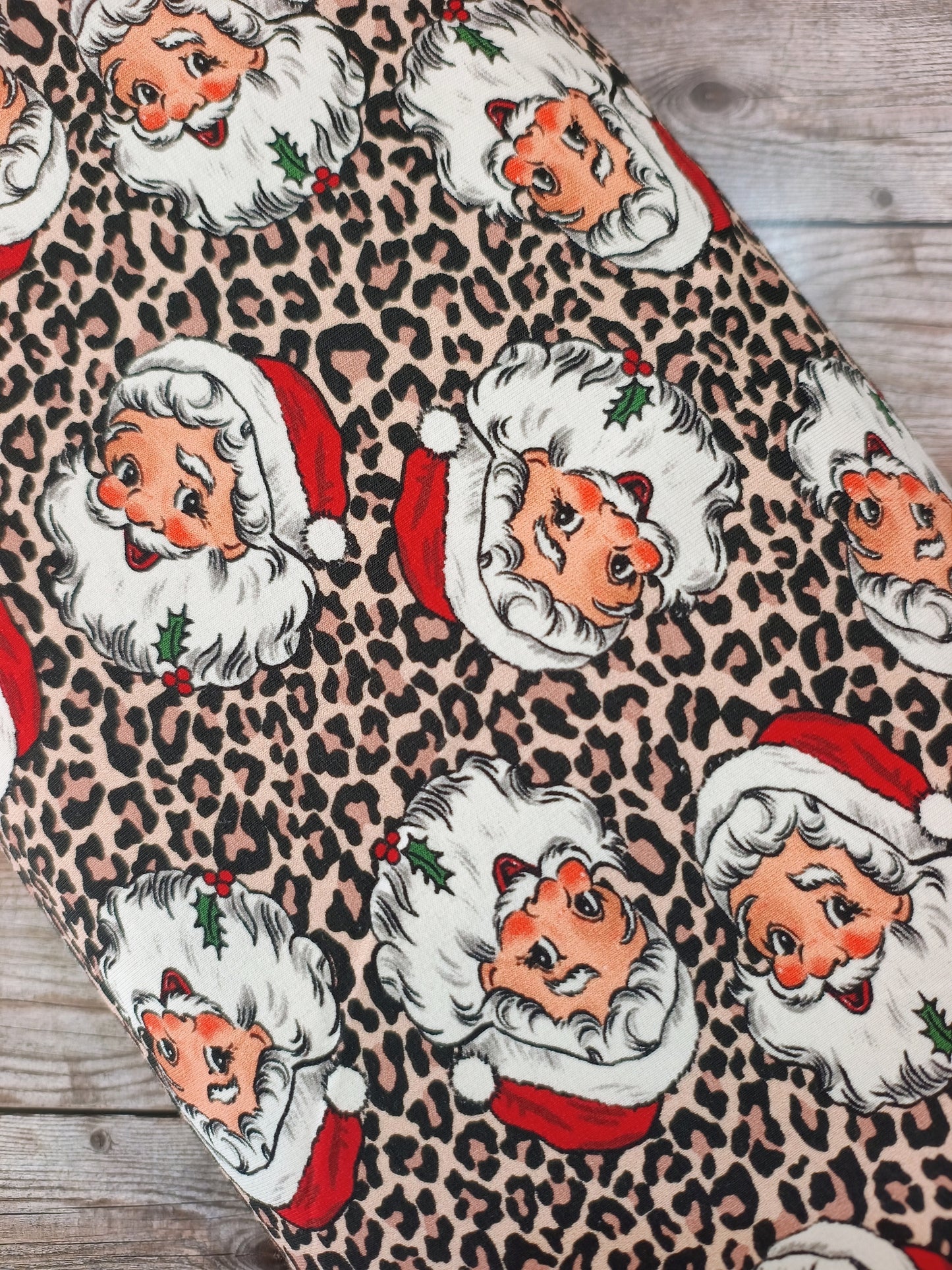 Santa Leopard Print French Terry