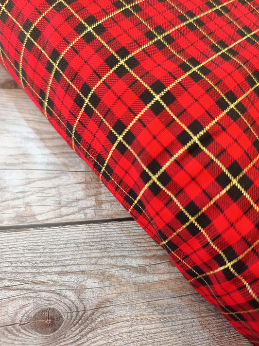 Red Metallic Tartan Cotton