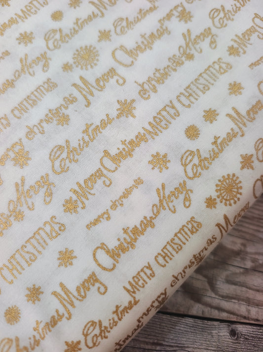 Merry Christmas on White Cotton