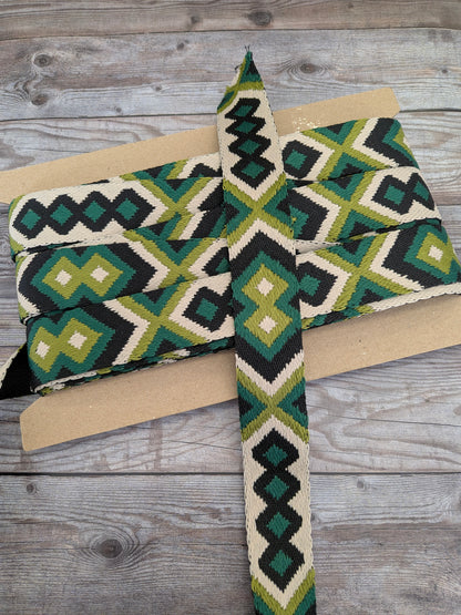 Green Tribal 38mm Webbing
