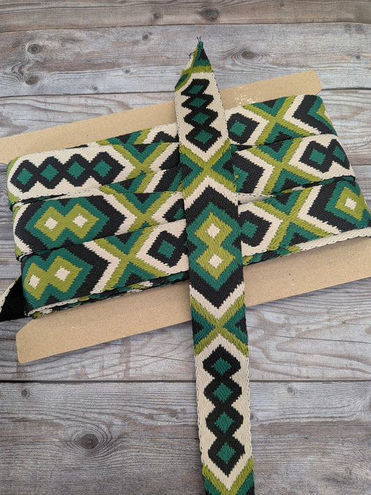 Green Tribal 38mm Webbing
