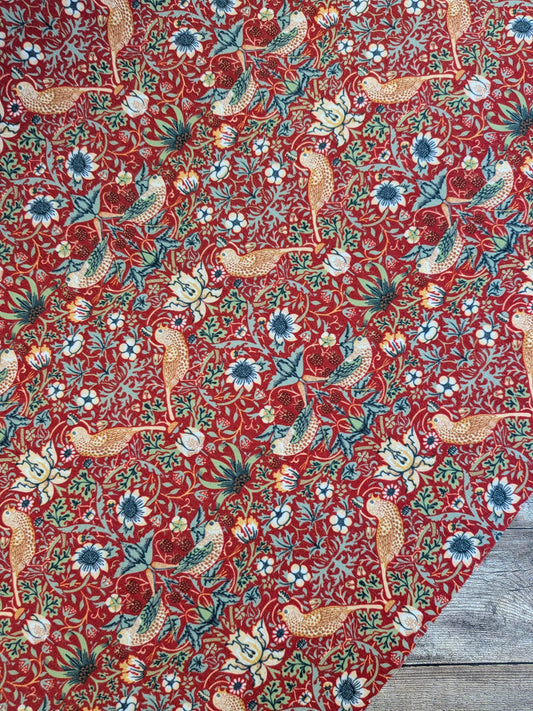 Strawberry Thief Red Polycotton