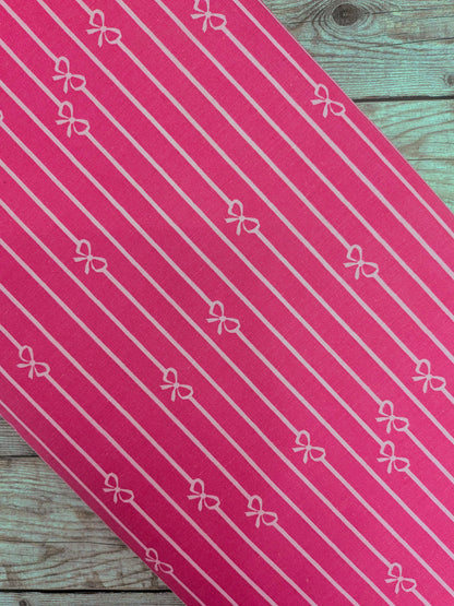 Bows & Stripes on Pink Cotton