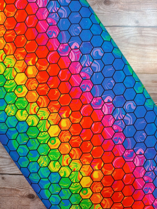 Rainbow Swirl Hexagon Cotton