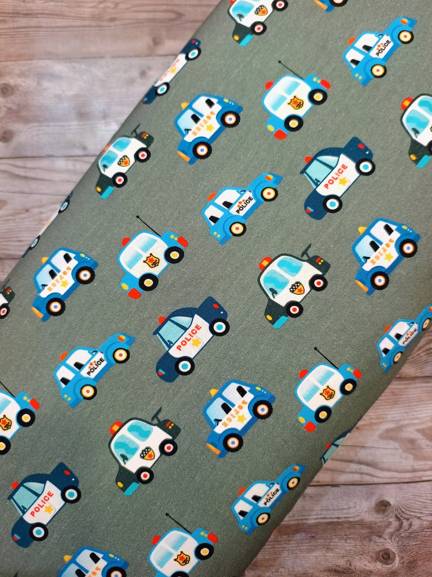 Police Cars Brushed Back French Terry