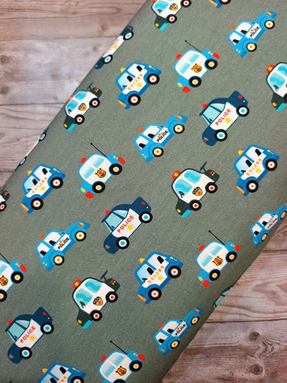 Police Cars Brushed Back French Terry