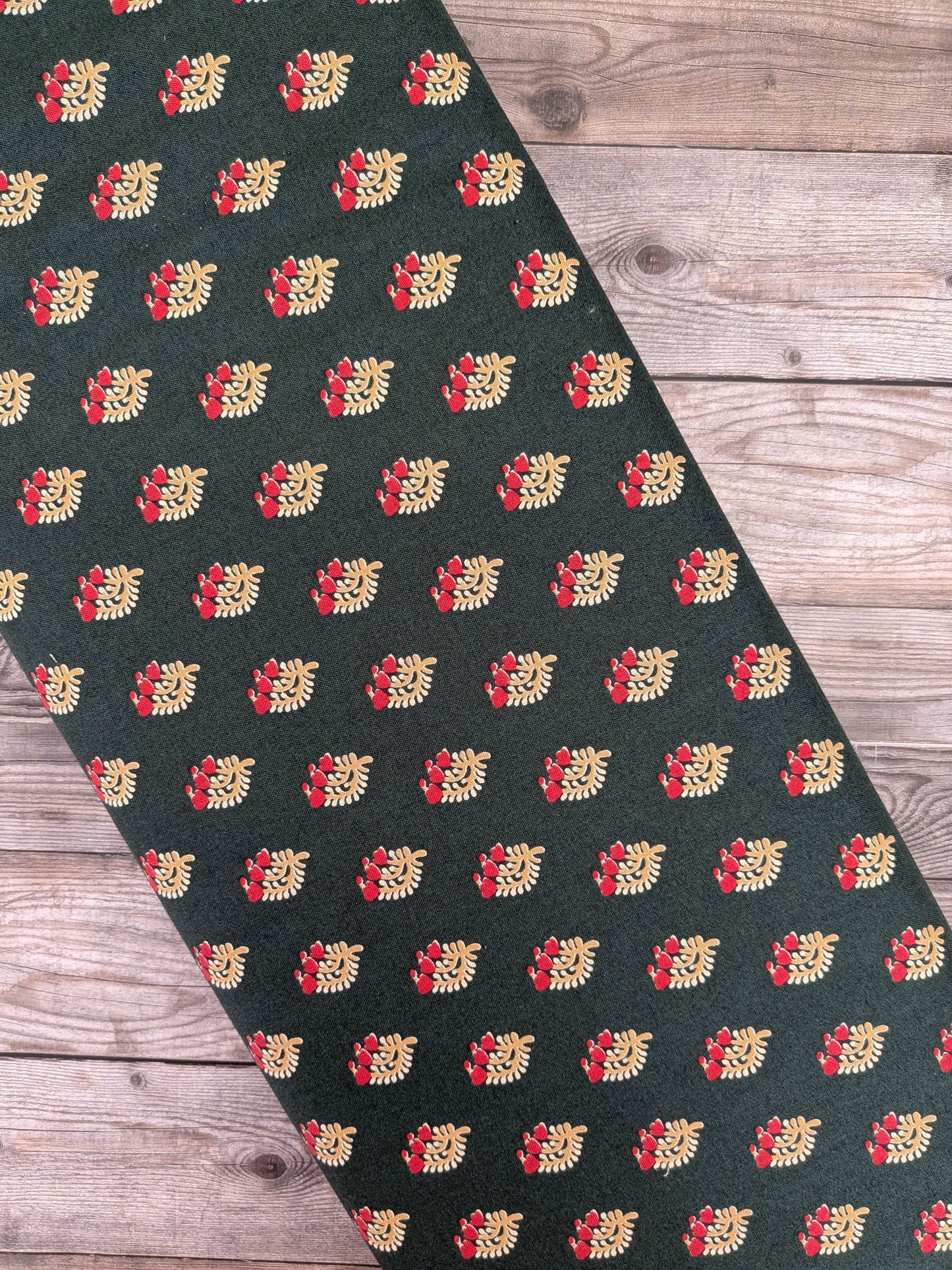 V&A Floral Sprig Olive Cotton