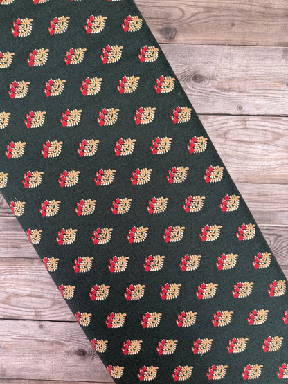 V&A Floral Sprig Olive Cotton