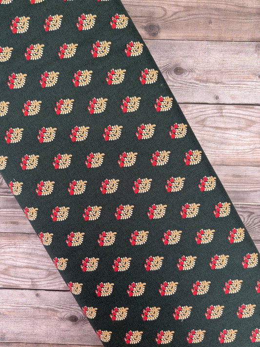 V&A Floral Sprig Olive Cotton