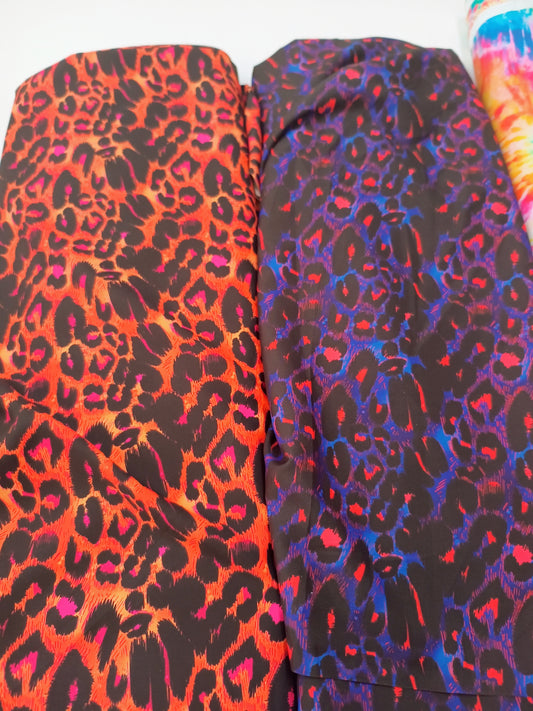 Orange Leopard Satin Crepe