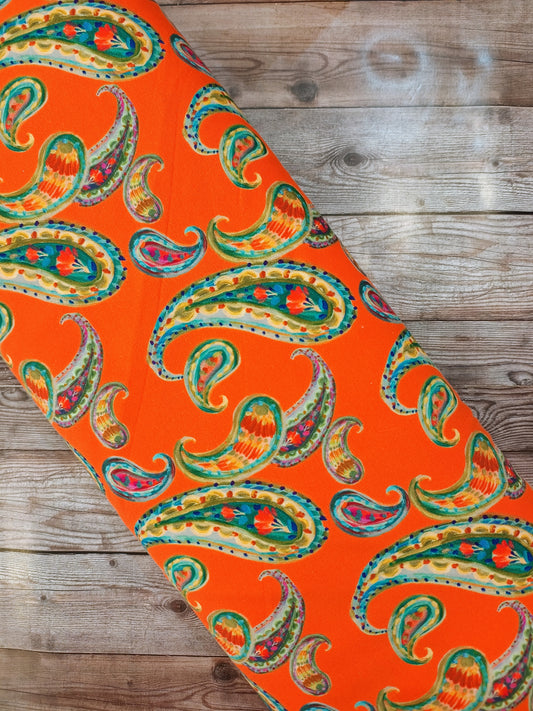 Orange Paisley Cotton Jersey
