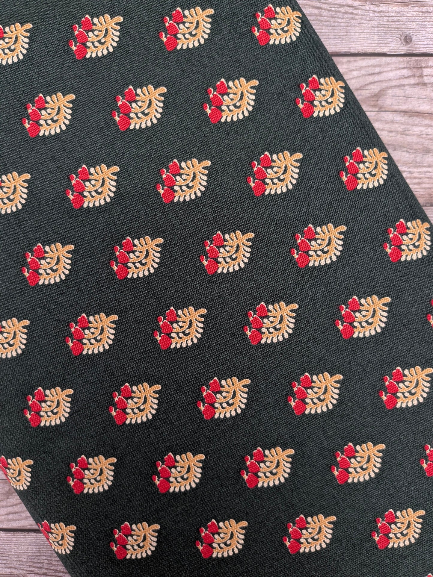 V&A Floral Sprig Olive Cotton