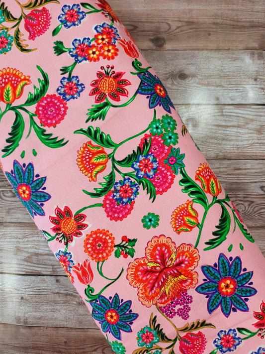 Pink Bright Floral Cotton Jersey