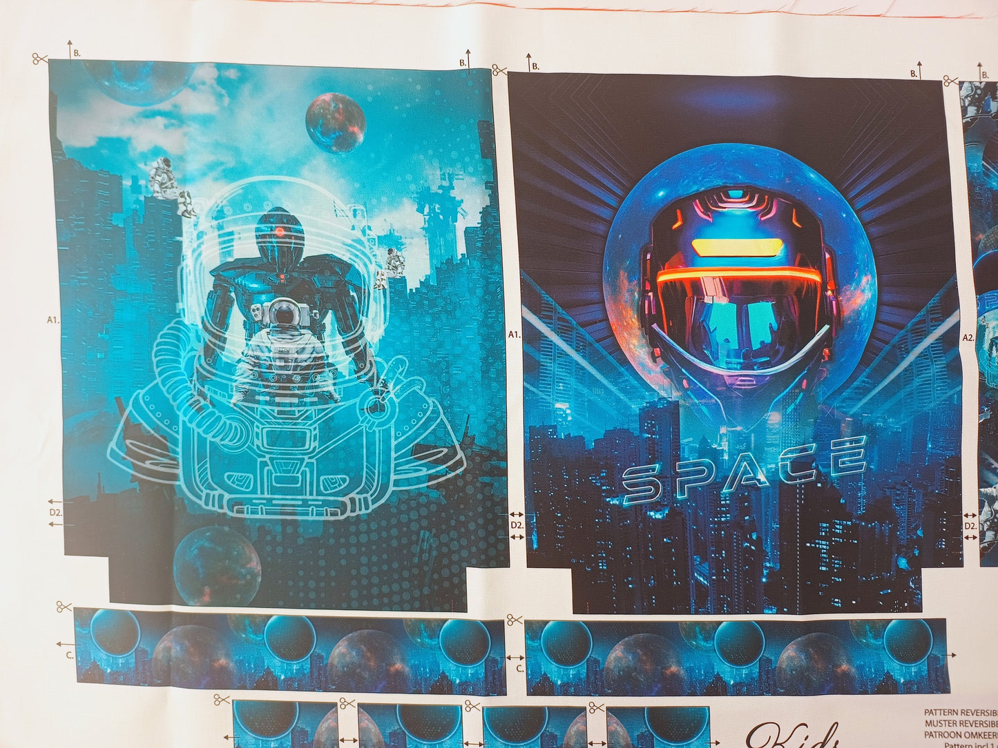 Space Cotton Canvas Childs Backpack Panel