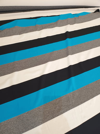 Aqua Melange stripe Cotton Jersey