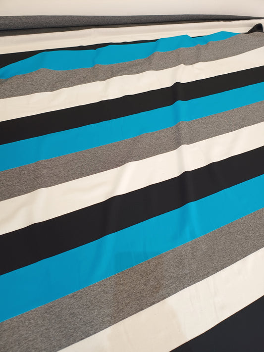 Aqua Melange stripe Cotton Jersey