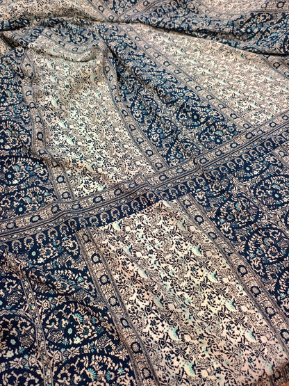 Blue Block Print Viscose