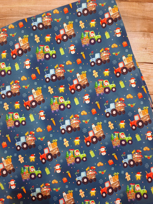 Santa's Tractor Cotton Jersey