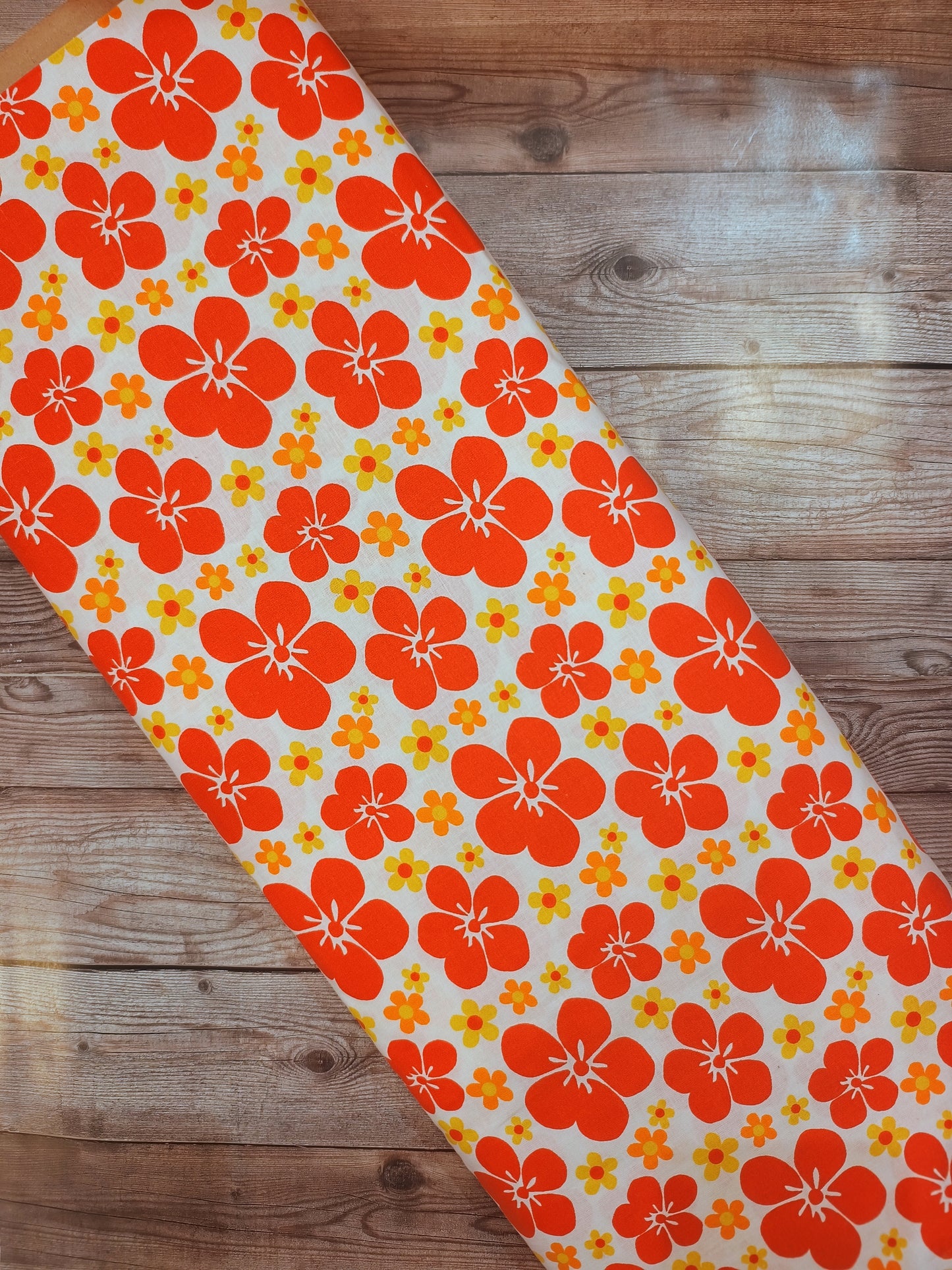 Orange Tropical Flower Cotton
