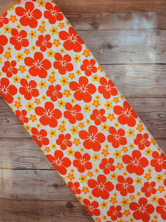 Orange Tropical Flower Cotton