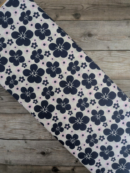 Hawaiian Floral on White Cotton