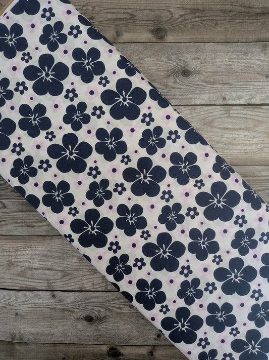 Hawaiian Floral on White Cotton