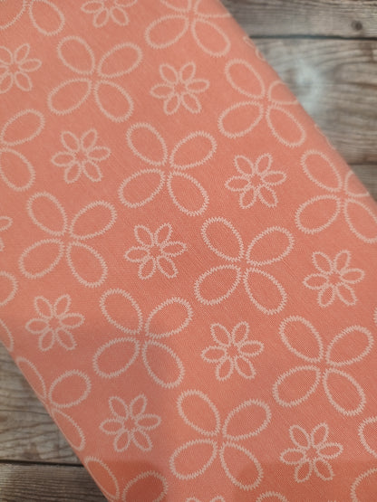 Floral Stitch Look Cotton Blend Peach