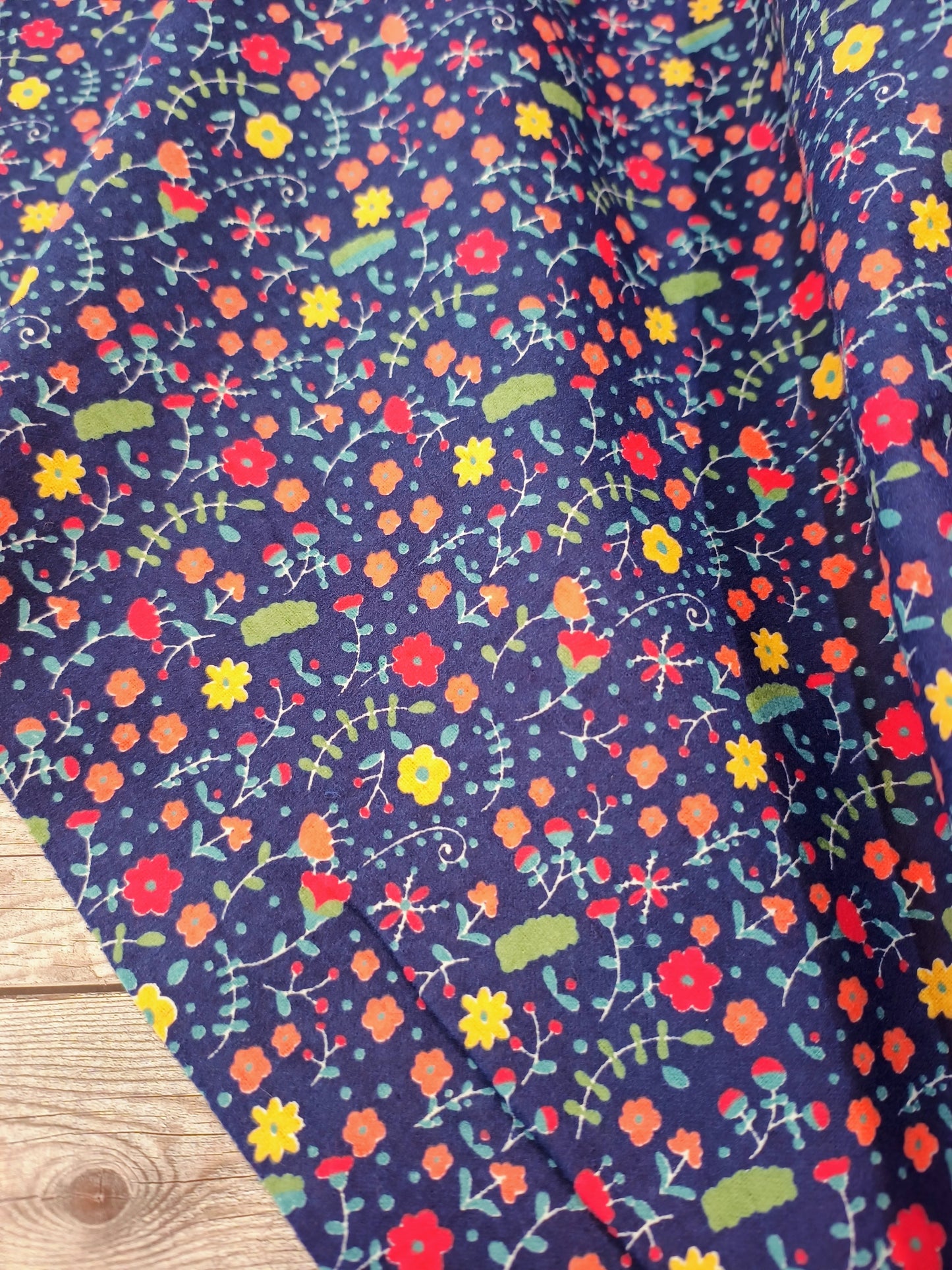 Navy Floral Winceyette