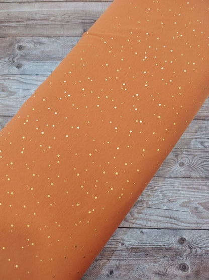 Gold Metallic Spot Cotton Jersey