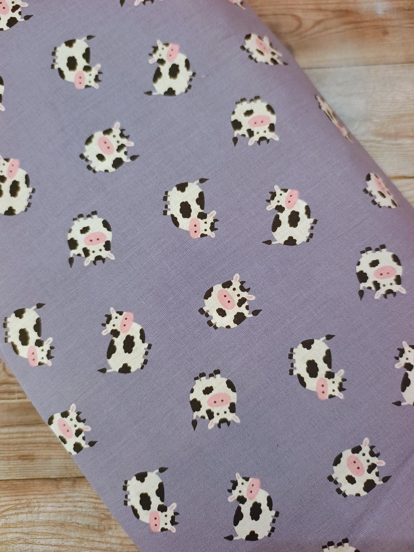 Cows on Denim Blue Cotton