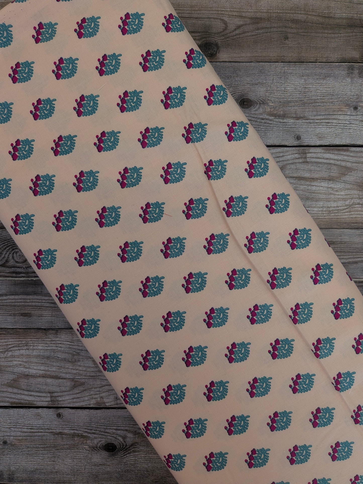 V&A Floral Sprig Peach Cotton