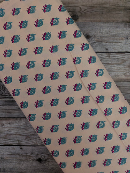 V&A Floral Sprig Peach Cotton