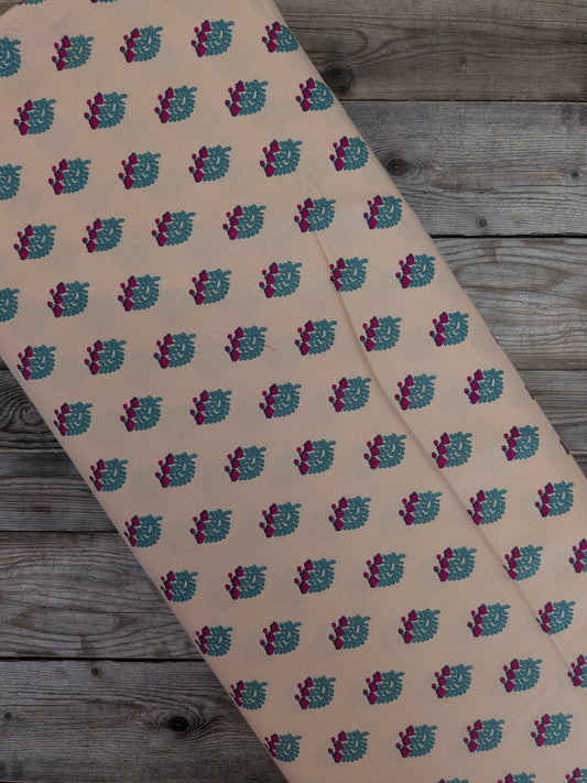 V&A Floral Sprig Peach Cotton