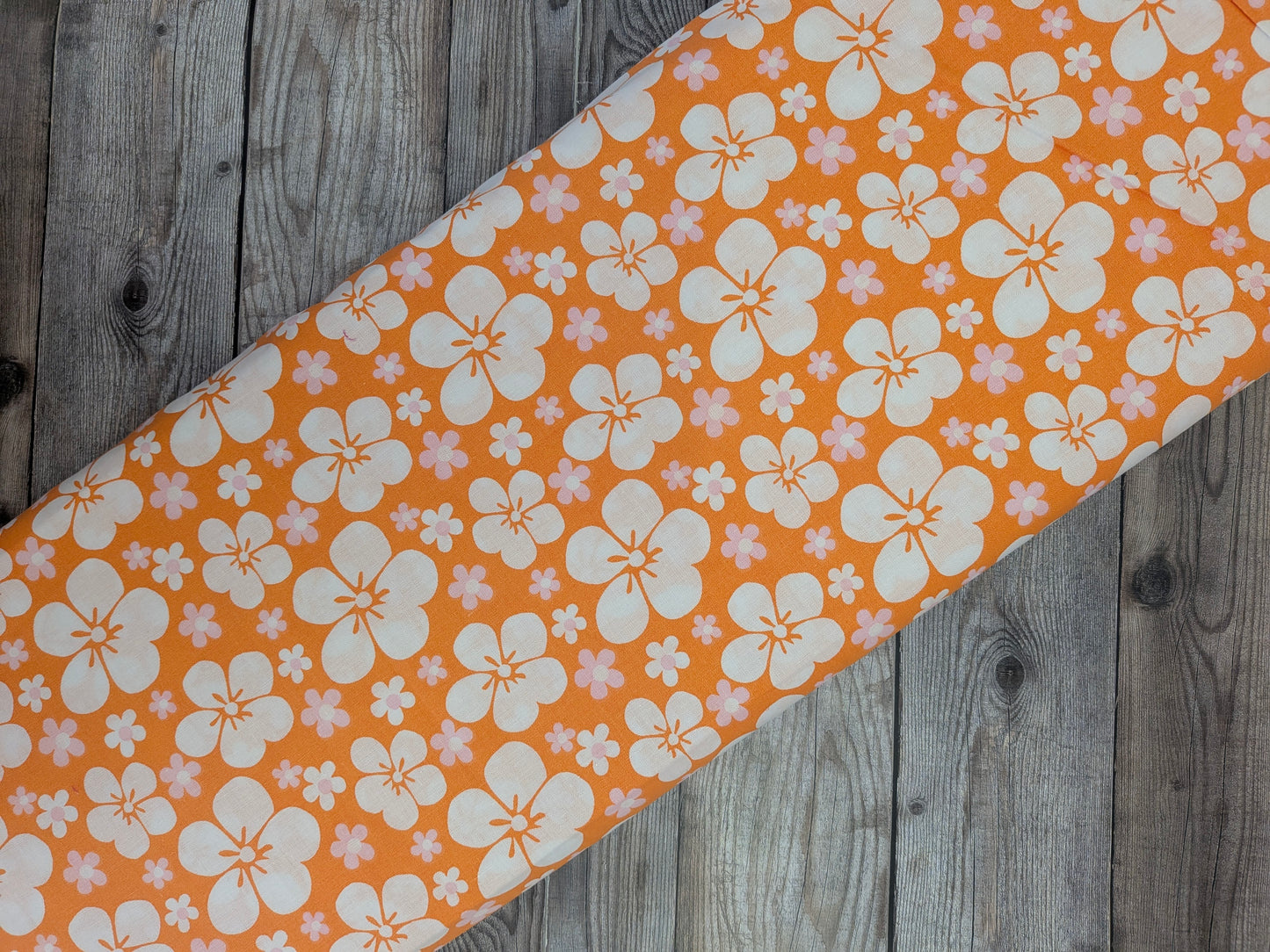 Hawaiian Floral on Orange Cotton