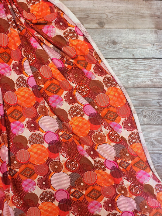 Retro Geometric Print Viscose Jersey