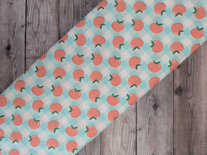 Peaches on Gingham Cotton