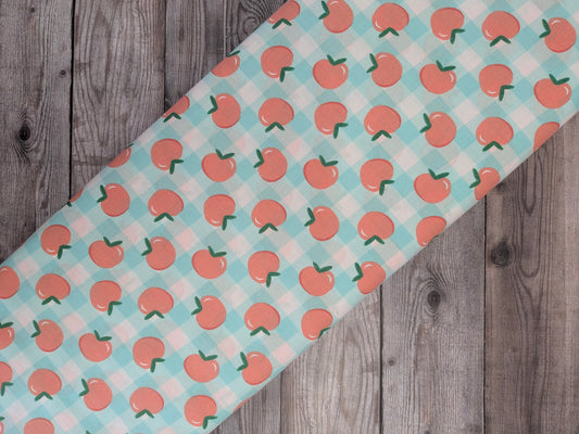 Peaches on Gingham Cotton