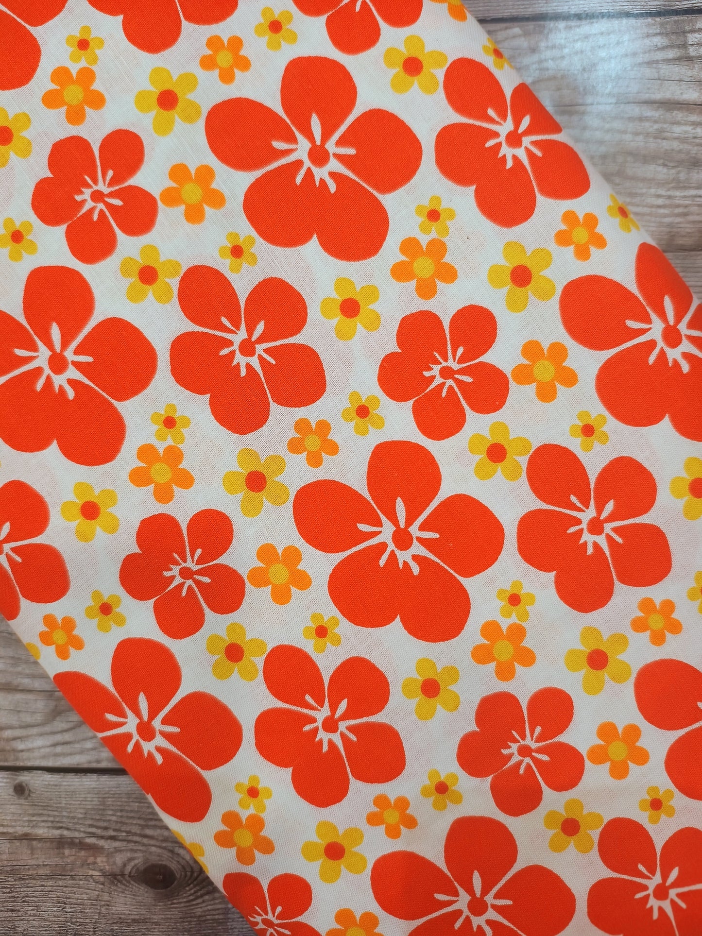 Orange Tropical Flower Cotton