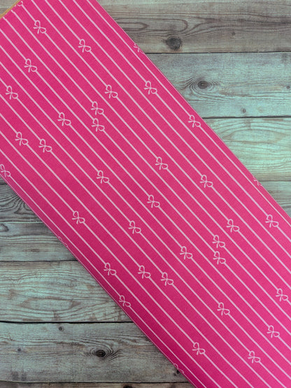 Bows & Stripes on Pink Cotton