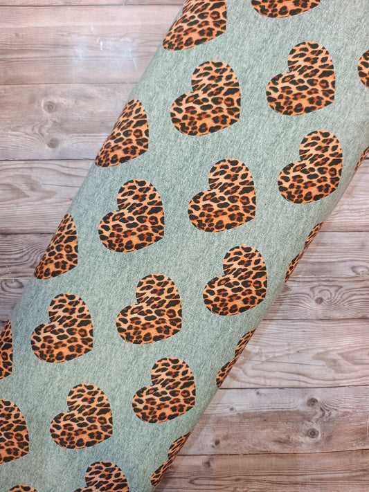 Leopard Hearts Brushed Back French Terry