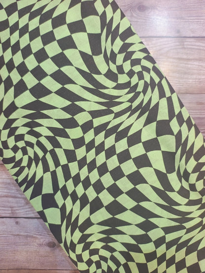 Green and Black Optical Illusion Cotton