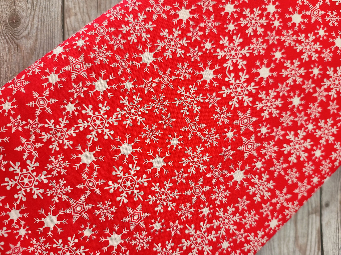 White Snowflakes on Red Cotton