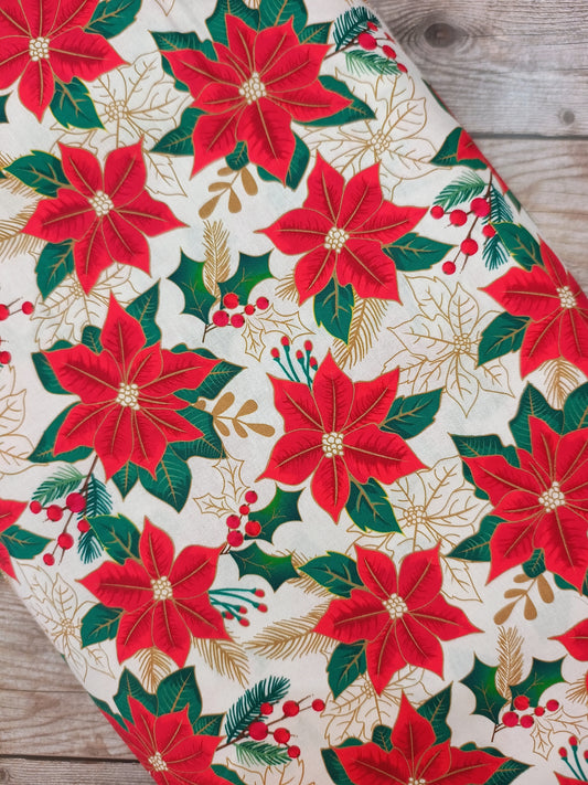 Cream Poinsettia Cotton