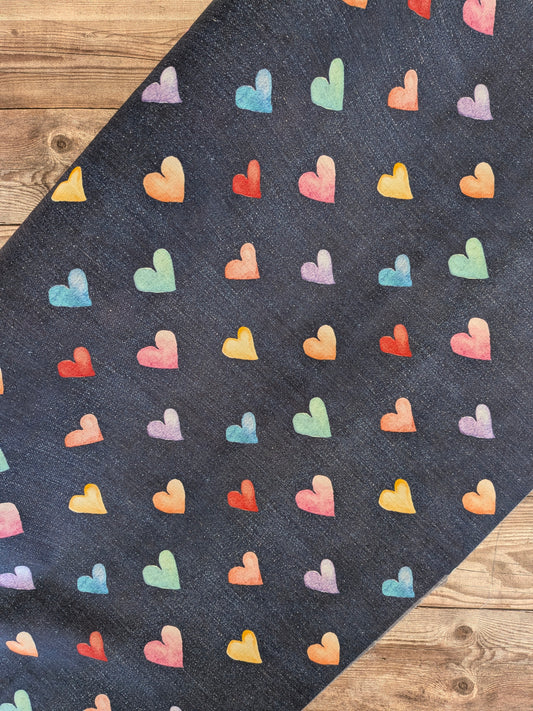 Denim Hearts Polycotton
